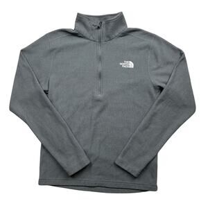The North Face Fleece Pullover Mens Small Gray 1/4 Zip Textured Sweater Jacket